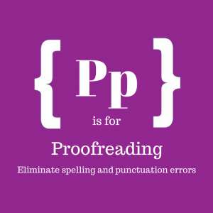 Text: P is for proofreading